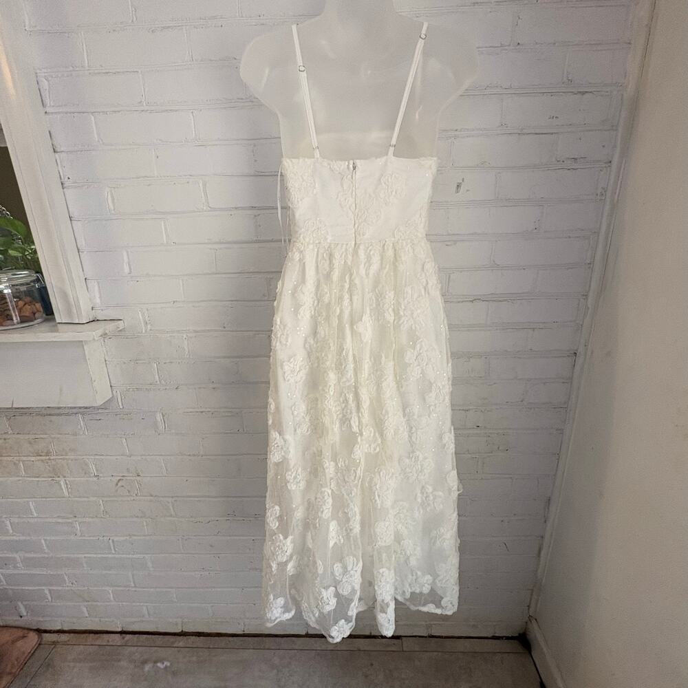 Lulu's Delightful Charisma White Embroidered Sequin Mesh Midi Dress Small Bridal - Picture 6 of 10